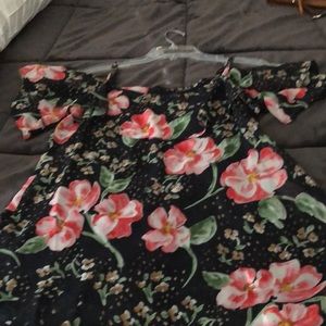 Cabi navy floral blouse